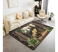Homemissing Alfombra de suelo para interiores, 150 x 200 cm, diseño de oso salvaje, para sala de estar, dormitorio, para niños y niñas, rústico, decoración de campo, naturaleza, vida silvestre, oso