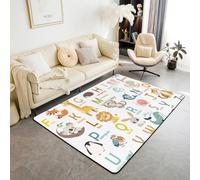 Homemissing Alfombra infantil del alfabeto ABC de 150 x 200 cm, para dormitorio, alfabeto, animal, educativa, para sala de estar, alfombra antideslizante para niños pequeños, decoración de animales de