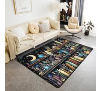 Homemissing Alfombra mágica de 100 x 150 cm, alfombra de brujería para sala de estar, para niños, niñas, dormitorio, biblioteca vintage, decoración de biblioteca, alfombra con respaldo antideslizante
