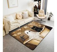 Homemissing Alfombra para sala de estar con diseño de fantasma, 100 x 150 cm, diseño de dibujos animados kawaii, gato negro, decoración de animales para niños y niñas, temática de Halloween, patrón
