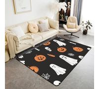 Homemissing Alfombra para sala de estar con diseño de fantasma, para dormitorio, 100 x 150 cm, decoración de farol de calabaza de dibujos animados para niños y niñas, Kawaii, Halloween, telaraña
