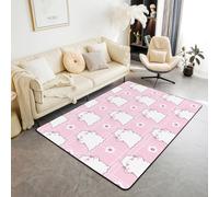 Homemissing Alfombra para sala de estar con diseño de fantasma, para dormitorio, 100 x 150 cm, flores kawaii, decoración geométrica floral para niños y niñas, color rosa, para Halloween, decoración de