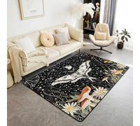 Homemissing Alfombra para sala de estar con diseño de polilla de la muerte, 150 x 200 cm, para niños, niñas, adolescentes, dibujos animados, hongos, hongos, boho, polilla, galaxia, botánico, floral