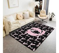 Homemissing Alfombra para sala de estar con lazo rosa para niños, alfombra de área de 150 x 200 cm, alfombra decorativa con letra inicial Q para niños, bonita alfombra de suelo para interiores