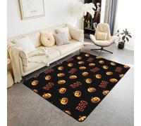 Homemissing Alfombra para sala de estar con temática de Halloween, 100 x 150 cm, para niños, niñas, adolescentes, Kawaii, negro, naranja, decoración de habitación