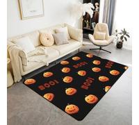Homemissing Alfombra para sala de estar con temática de Halloween, para dormitorio, 100 x 150 cm, diseño de farol de calabaza, para niños y niñas, divertido tapete Kawaii de otoño para interiores