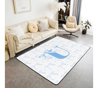 Homemissing Alfombra para sala de estar de 100 x 150 cm, alfombra decorativa con monograma para niños y niñas, con letra inicial U, alfombra decorativa para interiores, bonita alfombra de acento de