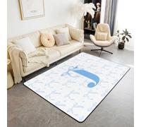 Homemissing Alfombra para sala de estar de 150 x 200 cm, alfombra decorativa con monograma para niños y niñas, con letra inicial J para interiores, bonita alfombra decorativa con lazo de coqueta