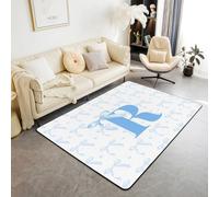 Homemissing Alfombra para sala de estar de 150 x 200 cm, alfombra decorativa con monograma para niños y niñas, con letra R inicial, alfombra decorativa para interiores, bonita alfombra decorativa con