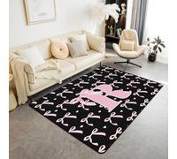 Homemissing Alfombra para sala de estar de niños con lazo rosa para dormitorio, alfombra de área de 100 x 150 cm, alfombra decorativa con letra R inicial R, bonita alfombra de piso para interiores