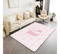 Homemissing Alfombra para sala de estar de niños y niñas, 100 x 150 cm, alfombra de decoración personalizada con letra G, bonita alfombra de moño para interiores, antideslizante con letra G