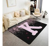 Homemissing Alfombra para sala de estar de niños y niñas, 100 x 150 cm, decoración personalizada, decoración de regalos personalizados, alfombra de piso interior con letra K, estampado de diamantes