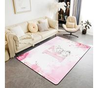 Homemissing Alfombra para sala de estar de niños y niñas, 100 x 150 cm, regalo personalizado, alfombra de decoración con letra K inicial, alfombra de suelo para interiores, estampado floral de plantas