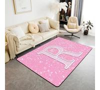 Homemissing Alfombra para sala de estar de niños y niñas, 150 x 200 cm, decoración de letra R, alfombra de suelo para interiores, con estampado de diamantes brillantes, regalos personalizados
