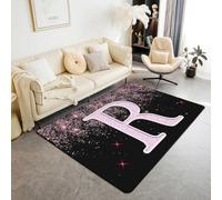Homemissing Alfombra para sala de estar de niños y niñas, 150 x 200 cm, decoración de regalos personalizados, alfombra de piso interior con letra R, antideslizante