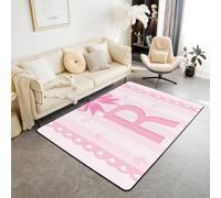 Homemissing Alfombra para sala de estar para niños, 100 x 150 cm, alfombra de decoración de coqueta con lazo para niñas, alfombra de piso con letra R inicial, alfombra para interiores, diseño de nudo
