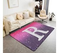 Homemissing Alfombra para sala de estar para niños y niñas, 100 x 150 cm, alfombra decorativa con letra R, alfombra de suelo para interiores, regalo personalizado antideslizante