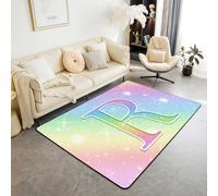 Homemissing Alfombra para sala de estar para niños y niñas, 150 x 200 cm, decoración de regalos personalizados, alfombra de piso interior con letra R, antideslizante