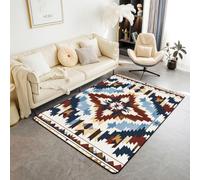 Homemissing Alfombra rústica occidental de 150 x 200 cm para dormitorio, alfombra azteca del suroeste, suave, antideslizante, decoración geométrica, alfombra nativa americana para interiores, hogar