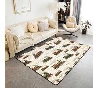 Homemissing Alfombra vintage de 100 x 150 cm, diseño de tren de vapor de dibujos animados, para sala de estar, dormitorio, decoración de locomotora de vapor, alfombra linda para interiores