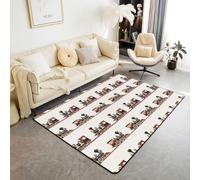 Homemissing Alfombra vintage de 100 x 150 cm, diseño de tren de vapor, para sala de estar, dormitorio, decoración de coche de dibujos animados, alfombra retro para interiores