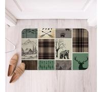 Homemissing Alfombras de baño con diseño de oso de cabaña, animales salvajes, rústicos ciervos, accesorios de baño, felpudos de piso de campo, 20 x 32 pulgadas, microfibra suave geométrica