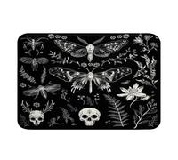 Homemissing Alfombras de baño con diseño de polilla de la muerte, 20 x 32 pulgadas, diseño de calavera, bohemias, criaturas místicas, accesorios de baño, felpudos de piso