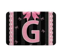 Homemissing Alfombras de baño de microfibra con lazo rosa, 20 x 32 pulgadas, tapete de baño antideslizante personalizado con letra G, accesorios de mariposa, nudo de princesa, felpudos de piso con