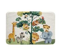 Homemissing Alfombras de baño de microfibra de animales de la selva, 16 x 24 pulgadas, diseño de elefante, león, safari, antideslizante, dibujos animados, animales tropicales, elementos de safari