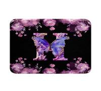 Homemissing Alfombras de baño para niños y niñas, 16 x 24 pulgadas, tapetes de baño con monograma, letra inicial H, accesorios de baño suaves, estampado floral, tapete personalizado con letra H