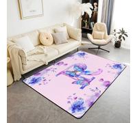 Homemissing Alfombras de salón con diseño de mariposa para dormitorio, alfombra de área para niños y niñas, 100 x 150 cm, alfombra decorativa con monograma, alfombra personalizada con letra R para