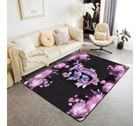 Homemissing Alfombras de salón de mariposa para dormitorio, alfombra de área para niños y niñas, 100 x 150 cm, alfombra decorativa con monograma, letra inicial J suave, alfombra para interiores