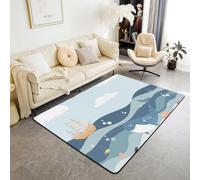 Homemissing Blue Ocean - Alfombra náutica para cuarto de bebé, 150 x 200 cm, poliéster, tortugas marinas, ballenas, animales, sala de estar, para dormitorio, decoración de criaturas marinas, alfombra