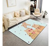 Homemissing Bonita alfombra Capybara de 100 x 150 cm para dormitorio, con letra A, para sala de estar, suave, antideslizante, decoración de letras ABC, animales kawaii, alfombra para el hogar, comedor