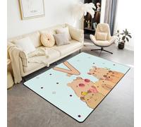 Homemissing Bonita alfombra Capybara de 100 x 150 cm para dormitorio, letra V, sala de estar, suave, antideslizante, decoración de letras ABC, animales kawaii, tapete para el suelo del hogar, comedor