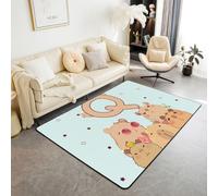 Homemissing Bonita alfombra Capybara de 100 x 150 cm, poliéster, con letra Q, para sala de estar, dormitorio, decoración de letras ABC, alfombra de animales kawaii, alfombra para interiores, suave