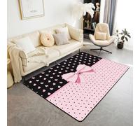 Homemissing Bonita alfombra de área con lazo de 100 x 150 cm para dormitorio, corazones de amor, moño, sala de estar, alfombra suave y antideslizante para decoración de lazos de princesa, alfombra de
