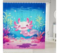 Homemissing Bonita cortina de ducha de ajolote para baño, diseño de salamandra de dibujos animados, Kawaii, accesorios de vida marina del océano, los mejores regalos de ajolote, impermeable, animal