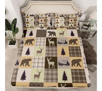 Homemissing Cabin Lodge - Juego de sábanas de tamaño doble para niños y niñas, con bolsillo profundo de 40.6 cm, ropa de cama rústica a cuadros con 2 fundas de almohada, decoración de habitación de