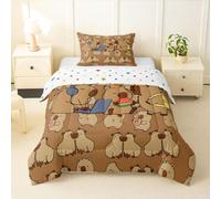 Homemissing Capybara - Juego de edredón para todas las estaciones, juego de ropa de cama con 2 fundas de almohada, diseño de animales roedores, tamaño doble, decoración de dormitorio, edredón de