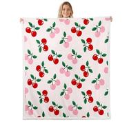 Homemissing Cherry - Manta de forro polar para niños, diseño de cerezas rojas, cobija Sherpa de felpa mullida Kawaii de frutas de dibujos animados de 40 x 50 pulgadas, regalos para mujeres