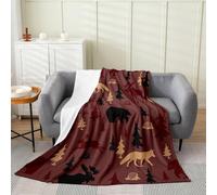 Homemissing Cobija de felpa de felpa con diseño de oso zorro y alce, manta de franela para bebé, 76 x 101 cm, diseño de animales salvajes del bosque, para todas las estaciones, para sofá, cama, sofá