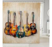 Homemissing Cortina de ducha de música rock de 180 x 240 cm para baño, cortina de baño musical hip hop, instrumentos de guitarra, accesorios de baño, fiesta popstar, tela de poliéster impermeable
