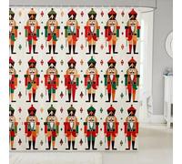 Homemissing Cortina de ducha navideña para decoración de baño, cascanueces, cortina de baño, soldado, guardia real, princesa, accesorios de baño, tela de poliéster impermeable para bañeras, 180 x 240