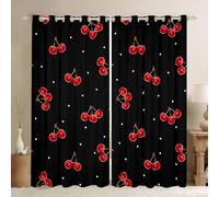 Homemissing Cortinas de cerezo para dormitorio, sala de estar, cortinas opacas Kawaii, cortinas opacas con bonitos regalos de cereza, 2 paneles de 66 x 90 pulgadas, decoración de habitación, patrón de