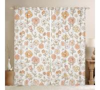 Homemissing Cortinas de flores naranjas para dormitorio, sala de estar, cortinas opacas florales para jardín, cortinas de oscurecimiento de habitación, 2 paneles de 66 x 72 pulgadas de largo