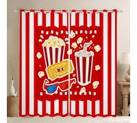 Homemissing Cortinas opacas de palomitas de maíz retro para oscurecer a máquina, cortinas para dormitorio, sala de estar, decoración vintage estilo grunge, cortinas con aislamiento térmico