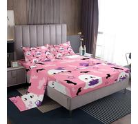 Homemissing Cute Boo Ghost Sheets - Juego de ropa de cama con estampado de murciélagos fantasmas y dibujos animados, tamaño individual para adolescentes, niños y niñas, juego de sábanas de feliz