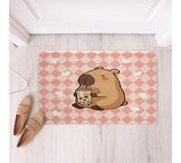 Homemissing Cutes Capybara - Tapetes de baño de 50,8 x 81,3 cm, diseño de cuadrícula de diamante, a cuadros, dulces corazones, accesorios de baño