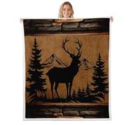Homemissing Dear - Manta de forro polar rústica para niños, mujeres y hombres, manta de felpa mullida de granja doble de 60 x 79 pulgadas, animal salvaje para cama, sofá, silla, sala de estar